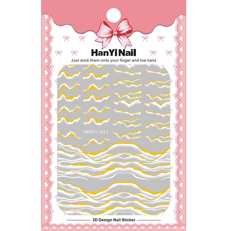 Miếng Dán Trang Trí Móng Tay Tự Dính Họa Tiết Màu Vàng Sáng Tạo DIY