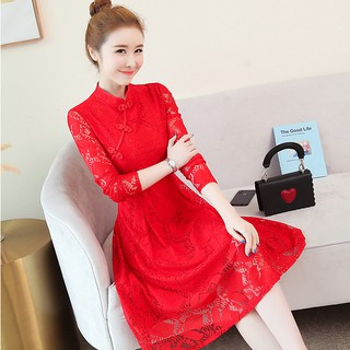 Váy Sườn Xám Ren Cổ Điển