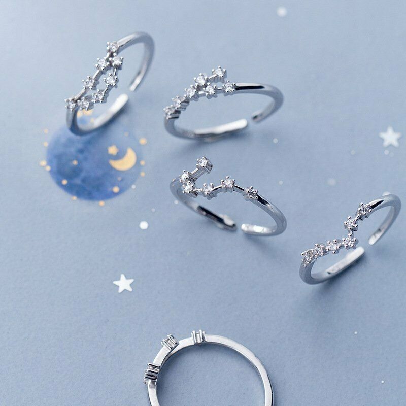 Nhẫn Hở Hình 12 Cung Hoàng Đạo Đính Đá Zircon Thời Trang Có Thể Điều Chỉnh Cho Nữ