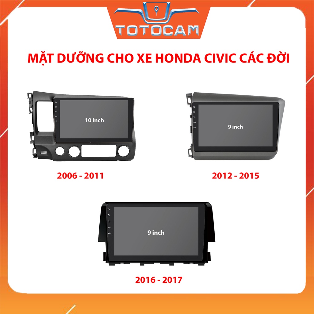 MẶT DƯỠNG MÀN HÌNH ANDROID CHO XE HONDA CIVIC CÁC ĐỜI