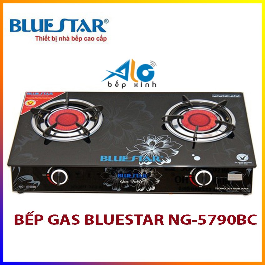 Bếp gas hồng ngoại Bluestar NG-5790BC - 2 vòng lửa - có đầu hâm - Alo Bếp xinh