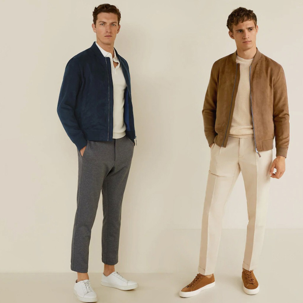 Áo khoác nam Bomber da lộn VNXK