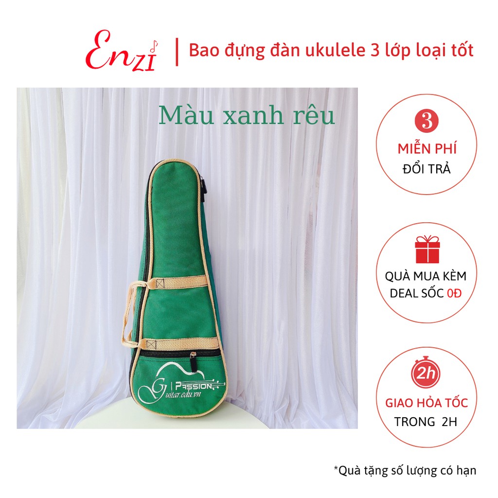 Bao đựng đàn ukulele 3 lớp chống nước nhiều màu dành cho đàn soprano, concert, tenor