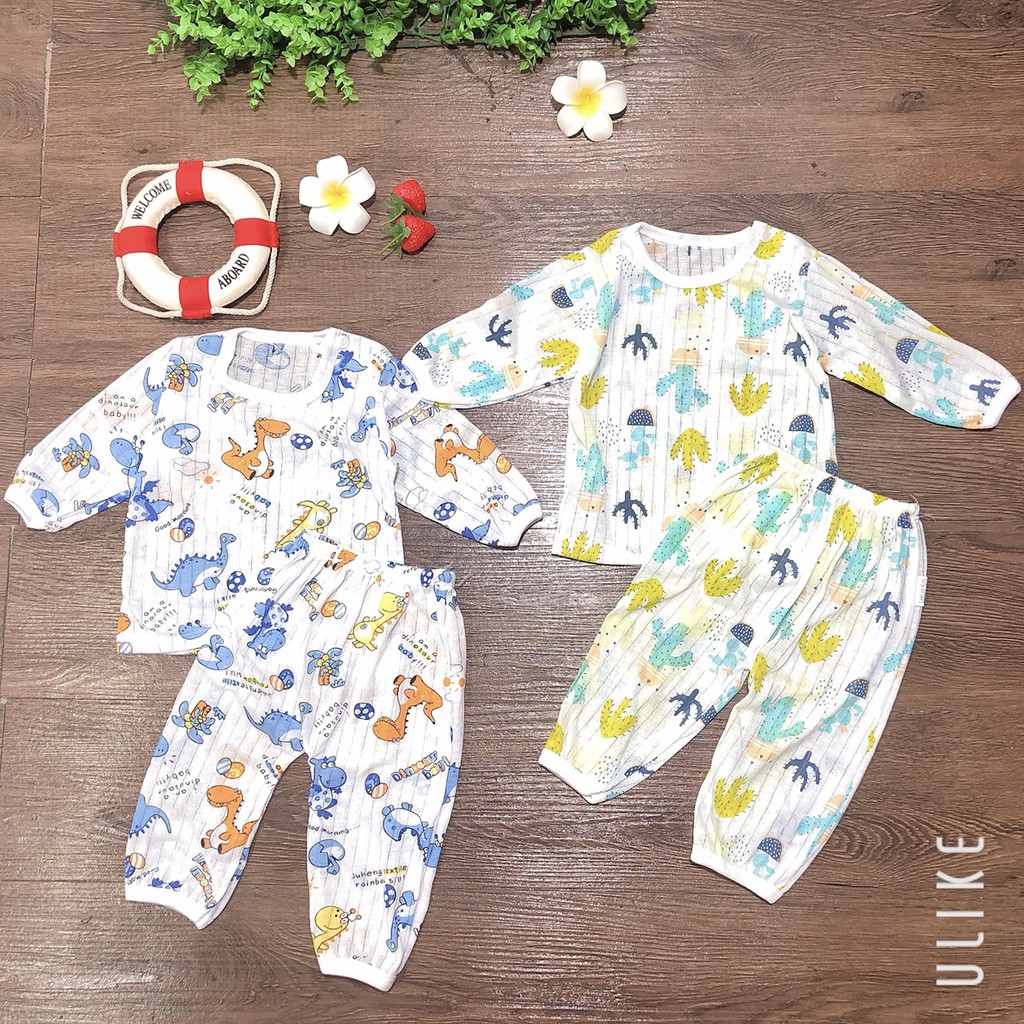 Bộ cotton giấy dài tay cho bé 3-14kg