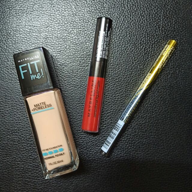 ❥ Hsd tháng 4-7 / 2022 ❥ COMBO Make Up MAYBELLINE Kem nền Fit me 115, Hyper Sharp Liner và son kem lì nhẹ môi