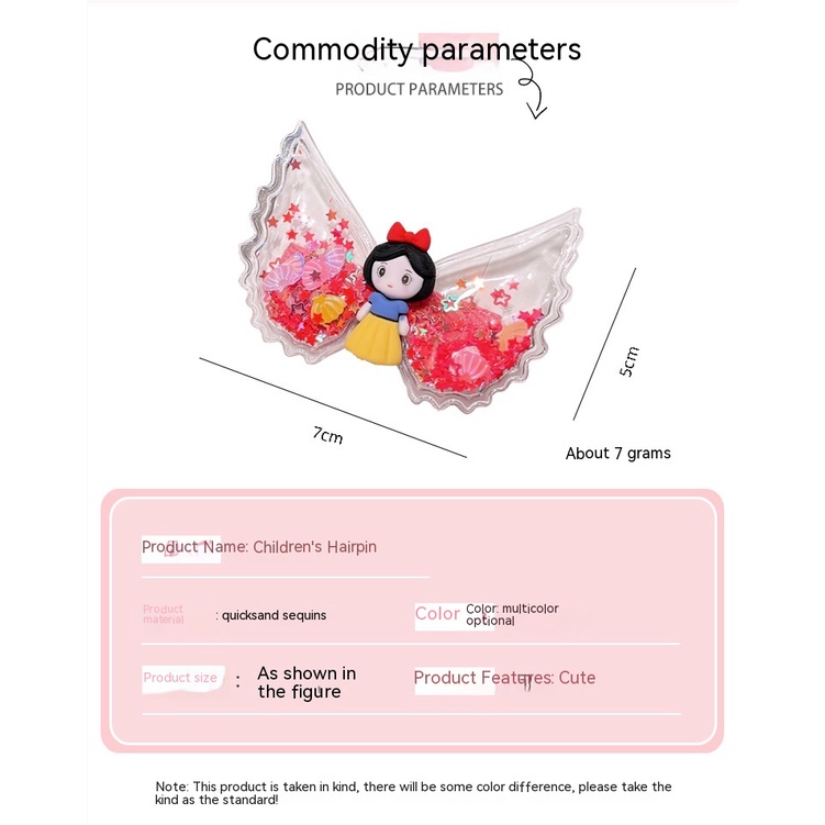 Kẹp Tóc Hình Đôi Cánh Thiên Thần Hoạt Hình Phối Kim Tuyến Xinh Xắn Phong Cách Mới Cho Bé Gái