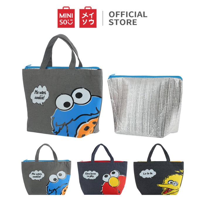 Miniso Túi Đựng Hộp Cơm Trưa Hình Sesame Street Phong Cách Retro - 1