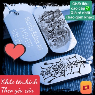 Mặt dây chuyền Thẻ Bài KHẮC TÊN, Dogtag, ArmyTag, Thẻ Quân Đội, Thẻ tên thú cưng, Khắc tên theo yêu cầu