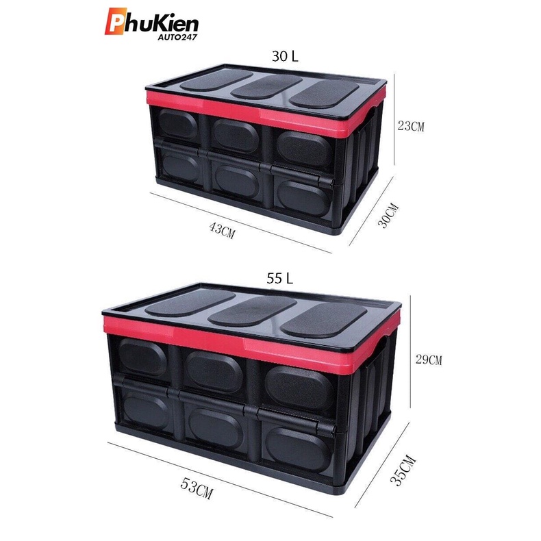 Thùng Đồ Gấp Gọn Cho Ô Tô - Thùng Đồ Đi Du Lịch - Loại 55l - 30l loại dày