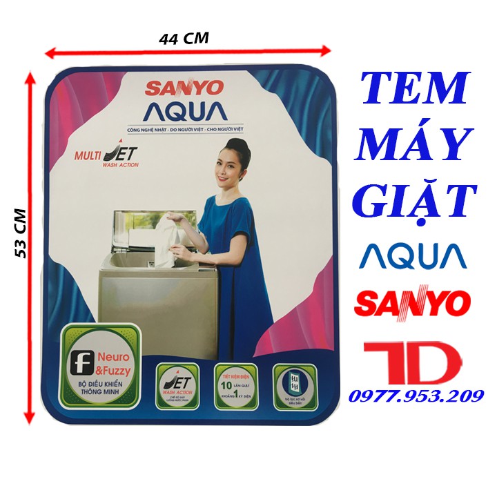 Miếng dán máy giặt SANYO, tem dán trang trí máy giặt SANYO mẫu 3