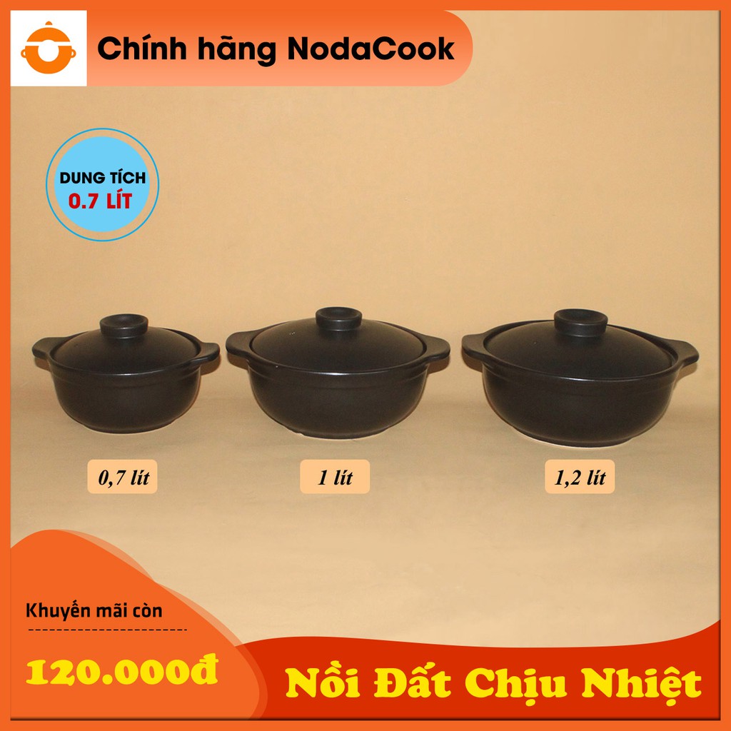 [THỊNH HÀNH] Nồi đất chịu nhiệt nắp sứ 0,7 - 1,2 lít NodaCook