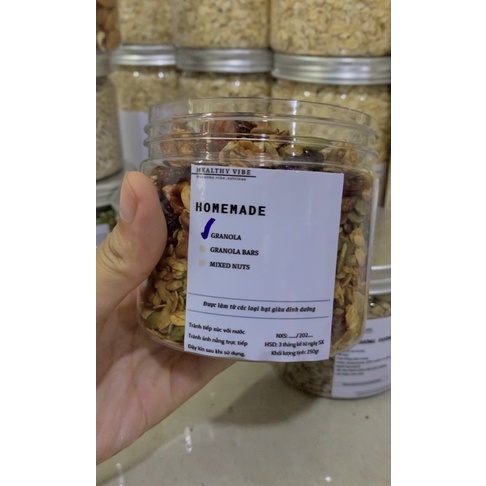 Ngũ cốc mix hạt, hoa quả sấy. Granola homemade. Ngũ cốc ăn sáng, ăn vặt không mập, giảm cân