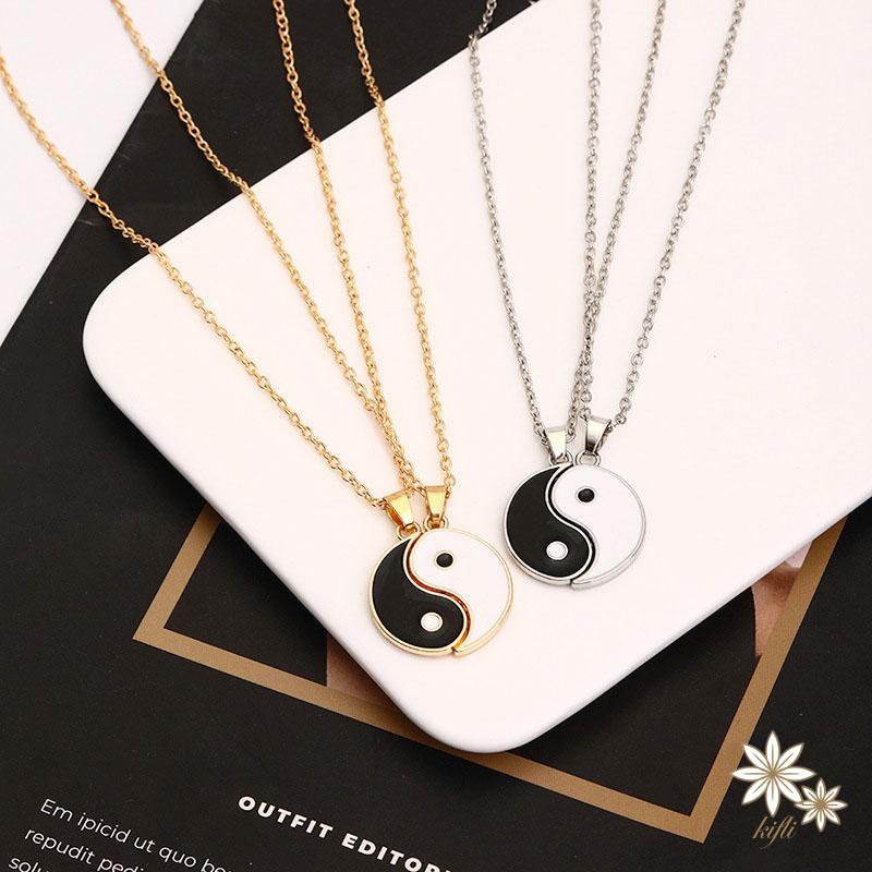 【kifli】Bộ 2 Vòng cổ Mặt Âm Dương Thiết Kế Sáng Tạo