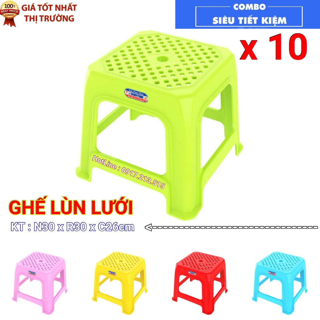 Ghế nhựa duy tân Lùn Lưới - Combo 10 cái