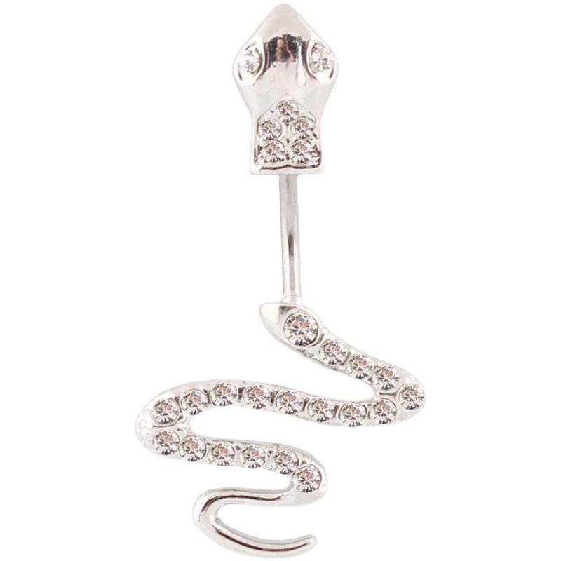 Khuyên rốn hình rắn đính đá bằng thép titan không gây dị ứng thời trang cho nữ