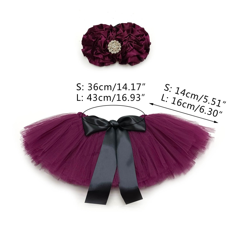 Set 2 Món Váy Tutu + Băng Đô Hoa Dễ Thương Làm Phụ Kiện Chụp Ảnh Cho Bé Sơ Sinh