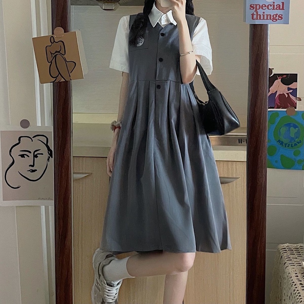 Bộ Đồ Ngắn Tay Dáng Rộng Thêu Họa Tiết Xinh Xắn Dành Cho Nữ