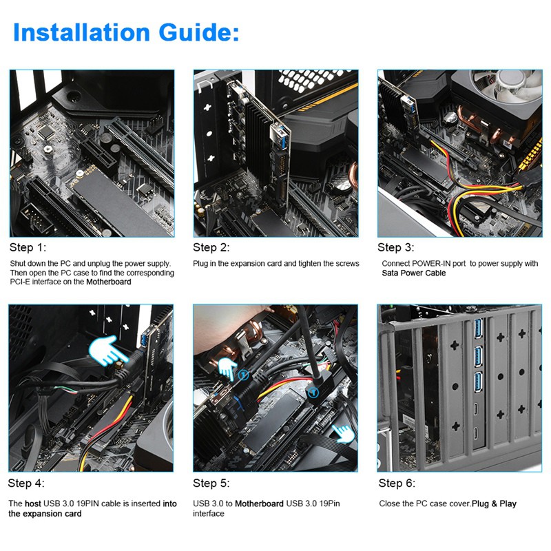 SATA Dây Cáp Mở Rộng Usb 3.0 Type C Pci-E 5 Cổng 19pin | BigBuy360 - bigbuy360.vn