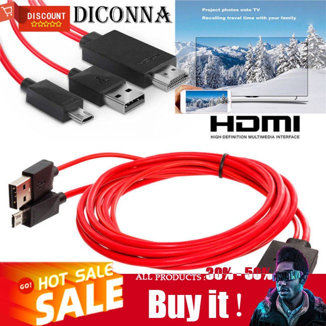 ☪ Micro USB to HDMI 1080P HD TV Cable Adapter for Android Samsung Phones 11PIN