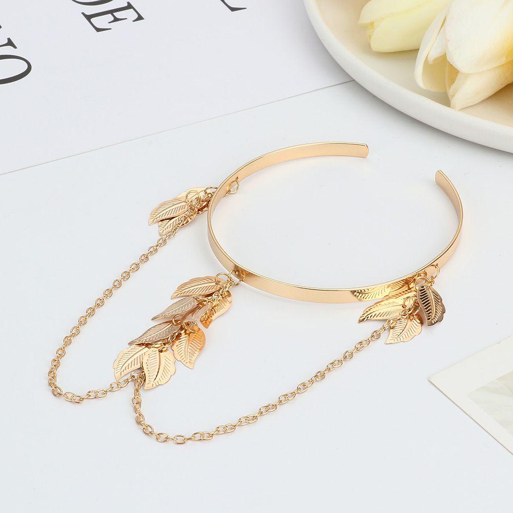 Vòng Đeo Cánh Tay Bằng Kim Loại Họa Tiết Lá Tua Rua Thời Trang