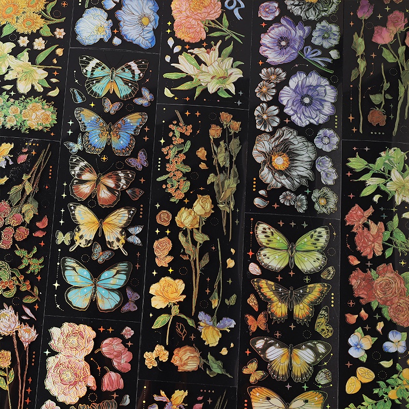 Bộ 3 Tấm Sticker Dán Hình Bông Hoa Nhiều Màu Sắc