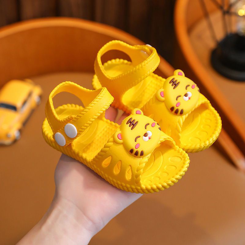 Giày sandal nút cài hình sư tử cho bé trai bé gái chất cao su siêu mềm chống trơn