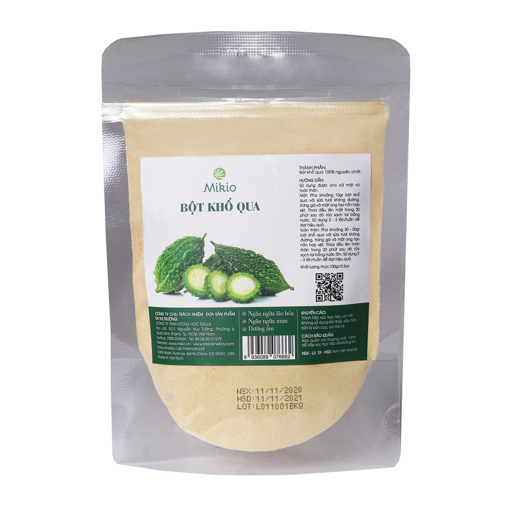 Bột Khổ Qua Nguyên Chất Đắp Mặt Nạ Ngăn Ngừa Mụn & Mờ Vết Thâm MIKIO 100gr (Túi Zip) | BigBuy360 - bigbuy360.vn