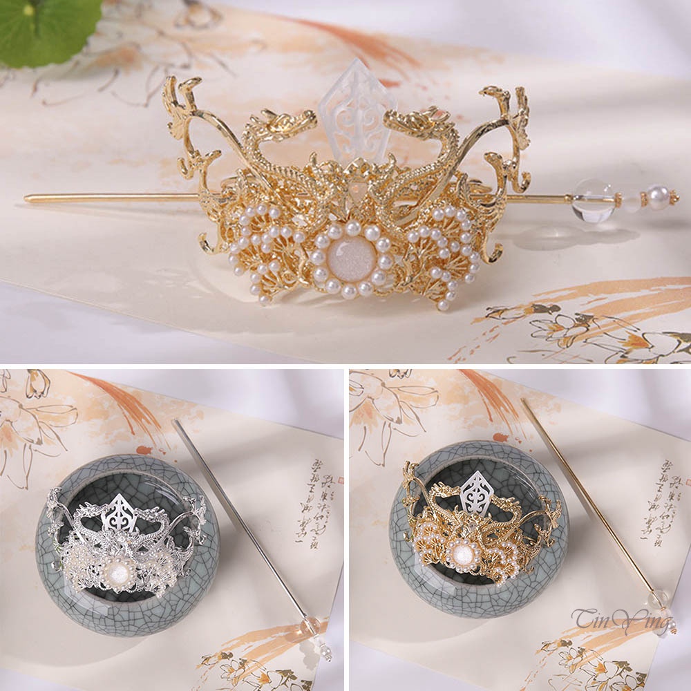 GETNOIVAS Trâm Cài Tóc Hình Vương Miện Phối Màu Độc Đáo Phong Cách Trung Hoa Cổ Điển Thời Trang Cho Nữ