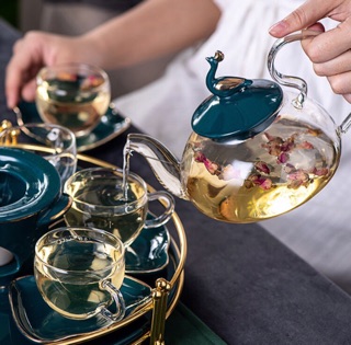 Bộ ấm chén đun trà hoa bắc âu
