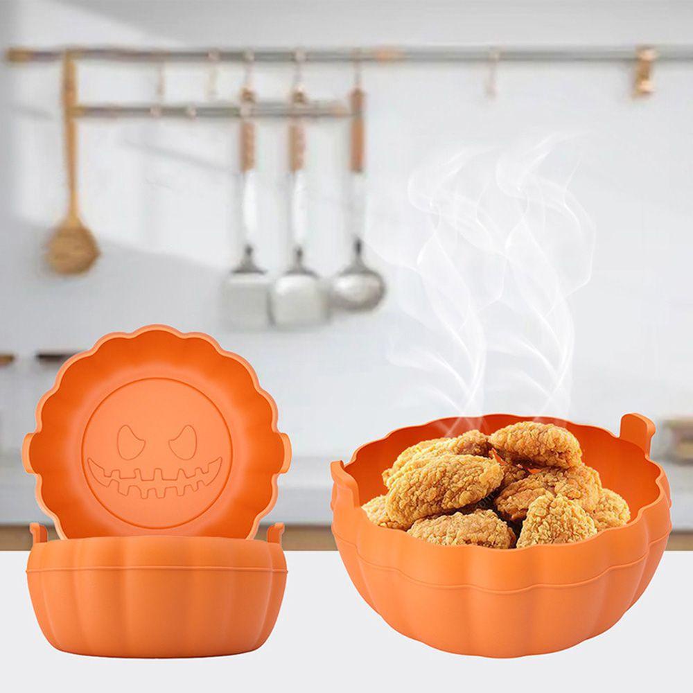 LONTIME Nồi Chiên Không Khí Bằng Silicone Hình Bí Ngô Halloween Có Thể Tái Sử Dụng
