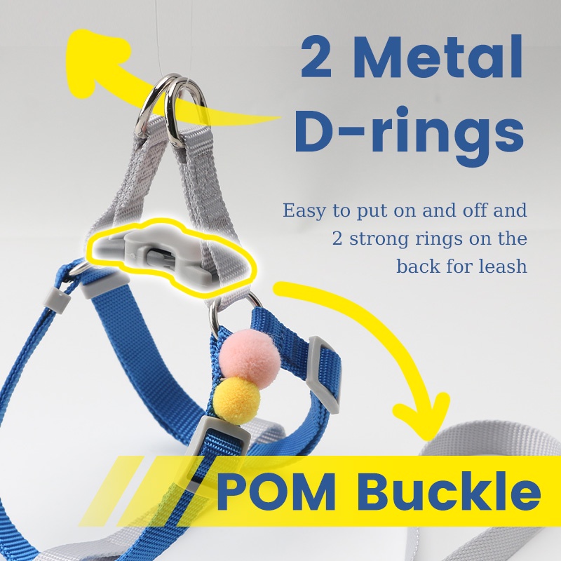 HamshMoc Bộ dây dắt thú cưng đi dạo bằng nylon mềm bền có thể điều chỉnh