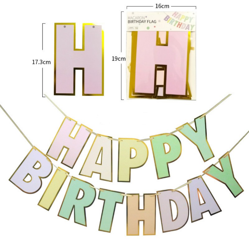 Dây biểu ngữ họa tiết chữ Happy Birthday sáng tạo trang trí sinh nhật