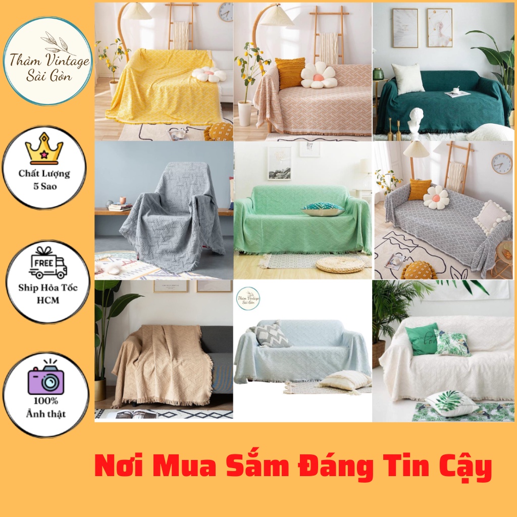 Khăn Phủ Sofa, Thảm Trang Trí, Chất Liệu Cotton Dệt Cao Cấp