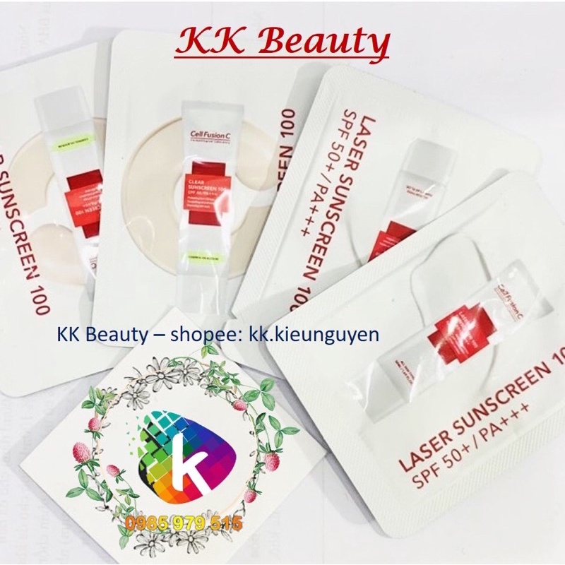 (Sample 1.5ml) Kem chống nắng Cell Fusion C Laser / Clear / Toning / Relief / Cure Suncreen Đỏ / Xanh / Hồng / Vàng | WebRaoVat - webraovat.net.vn