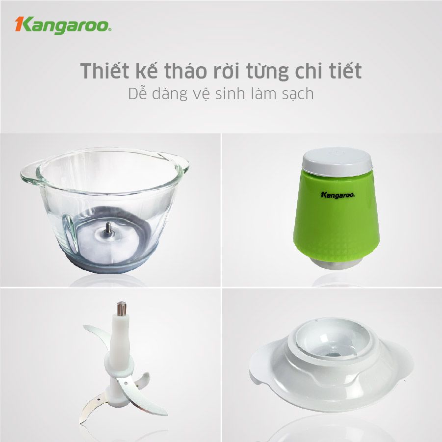 Máy xay thịt Kangaroo KG12T - dung tích 1.2L - 4 lưỡi xay inox - cối thuỷ tinh - Kangaroo Official Online Store