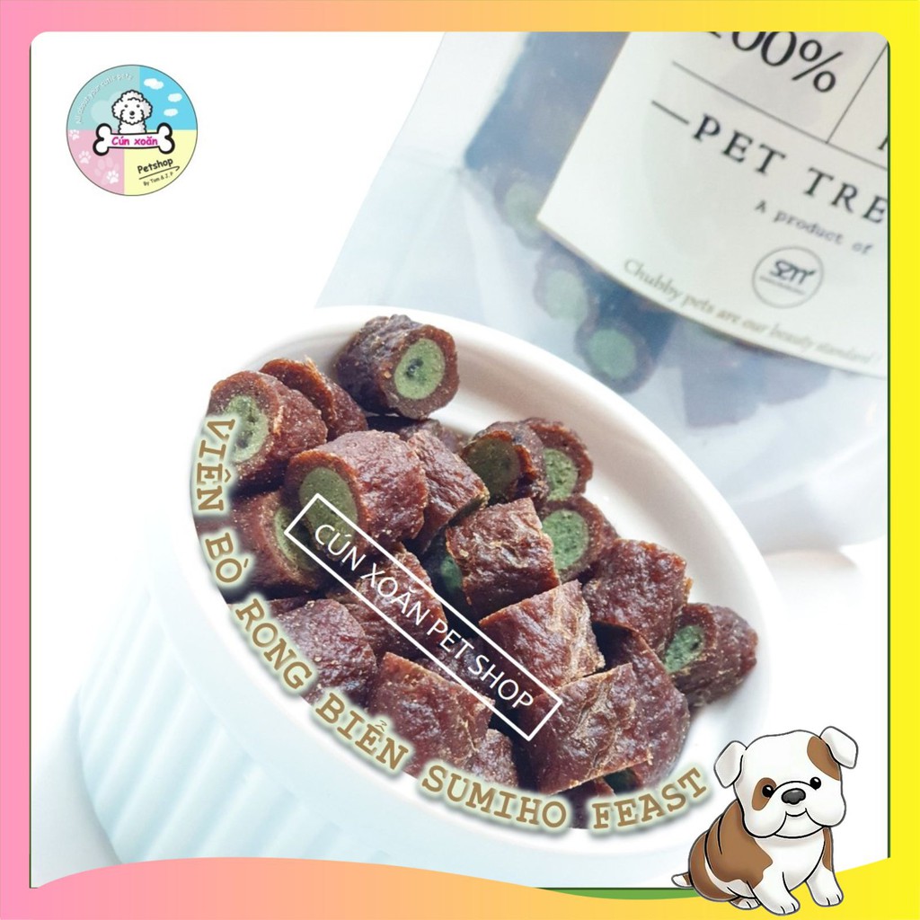 Bánh thưởng cho chó Sumiho Feast 🍣 Viên bò rong biển🍣 (100gr) thức ăn cho chó từ 2 tháng tuổi
