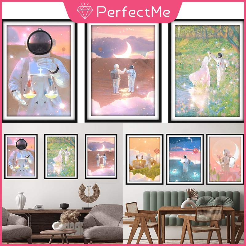 Bộ Tranh Đính Đá Tự Làm 30x40cm Hình Phi Hành Gia Độc Đáo