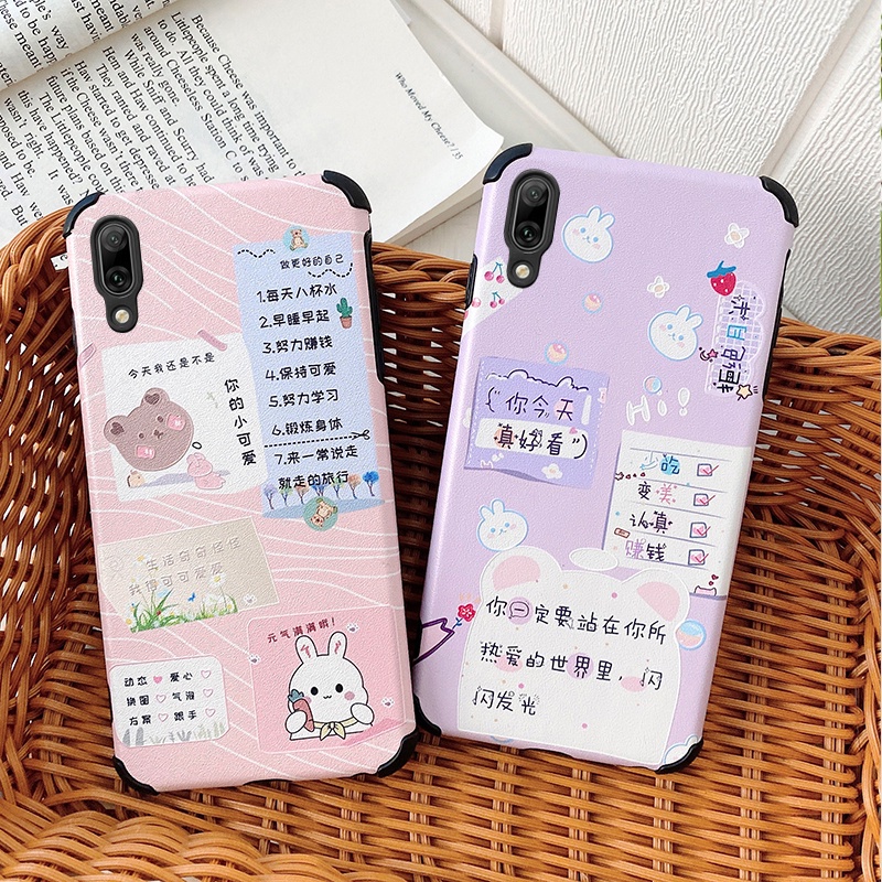 Ready stock Huawei y7pro 2019 shookproof Waterproof Anti-scraping lovely cartoon Silk-textured Phone case