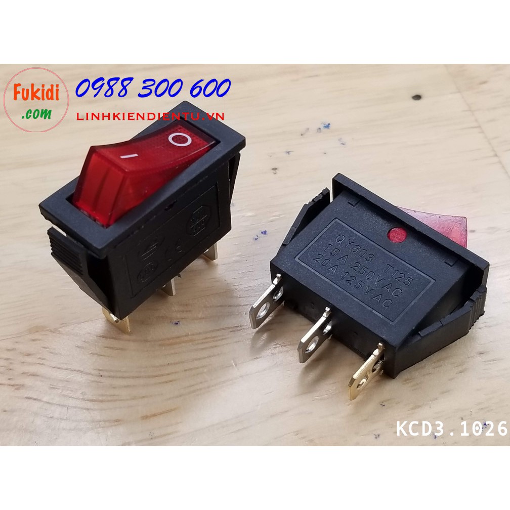 Công tắc bập bênh KCD3 5A 250V kích thước 10x26mm