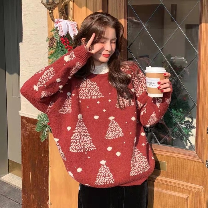 Áo sweater SUXI tay dài dáng rộng phong cách Hàn Quốc dành cho nữ