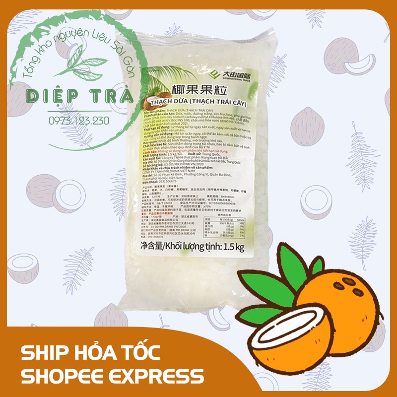 Thạch Dừa Daidu NHẬP KHẨU Gói 1.5kg - Dòng THẠCH GIÒN SẦN SẬT, rất hợp trà hoa quả/trà sữa