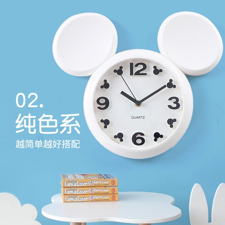 Đồng hồ trang trí trẻ em. Đồng Hồ Treo Tường Hình Chuột Mickey Ba Chiều Không Ồn Trang Trí Phòng Khách / Phòng Ngủ Cho Bé