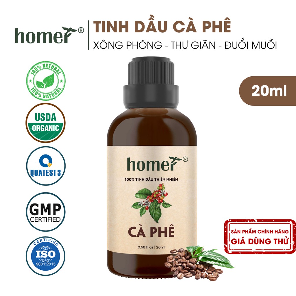 Tinh dầu Cà Phê Việt Homer 20ml/100ml - Coffee Essential Oil - đạt chuẩn chất lượng kiểm định