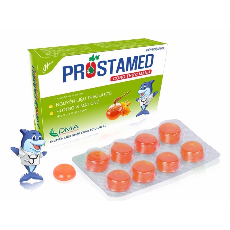 Viên ngậm ho Prostamed giảm ho, đau rát họng hộp 24 viên