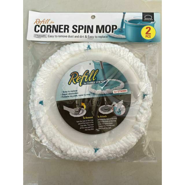 Bộ 2 Bông Lau Thay Thế Của Bộ Lau Nhà Corner Spin Mop ETM494