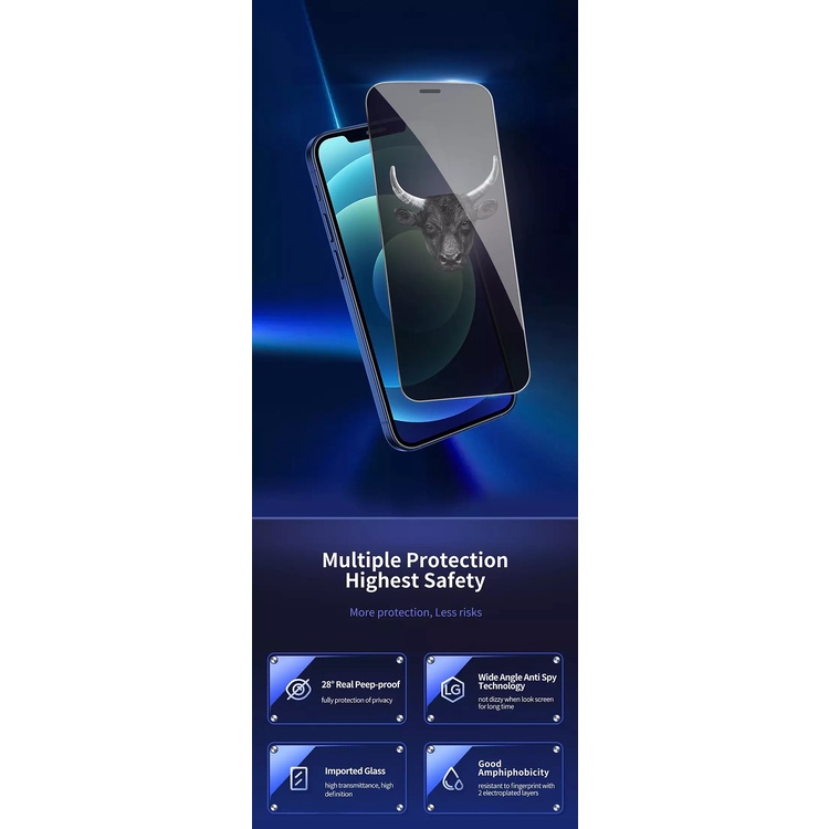 Miếng Dán Kính Cường Lực CHỐNG NHÌN TRỘM MIPOW KINGBULL PREMIUM HD ANTI-SPY dành cho iPhone 13 / 13 Pro / 13 Pro Max.