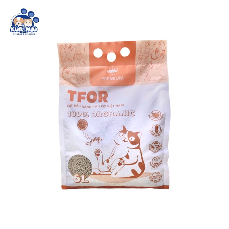 Cát vệ sinh đậu nành hữu cơ,cát mèo,cát hamster TFOR PREMIUM túi 6L (100% organic)