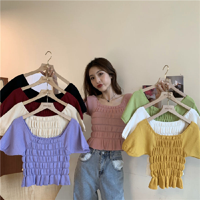 Áo Croptop Nữ Tay Ngắn Phong Cách Hàn Quốc