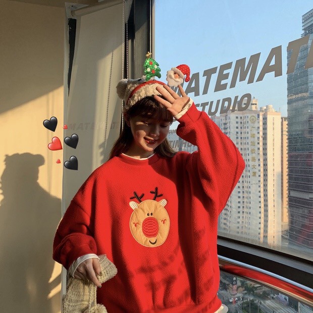 Áo Sweater Thêu Hình Họa Tiết Giáng Sinh Form Rộng Nhiều Màu Unissex | BigBuy360 - bigbuy360.vn