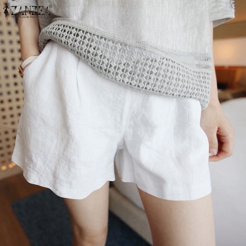 Quần short nữ ZANZEA ống rộng cạp cao phối túi thời trang